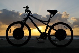 The in-wheel battery and motor design gives E+ bikes a distinctive silhouette (photo via Electric Motion Systems website)